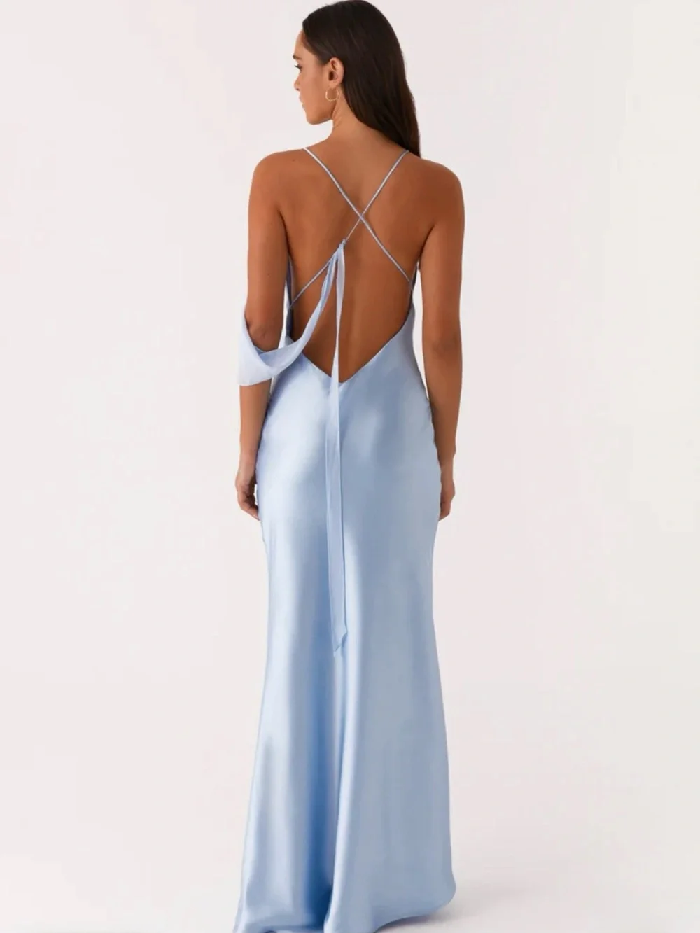 Peppermayo Exclusive Too Sweet Satin Maxi Dress Light Blue NEW Size 8